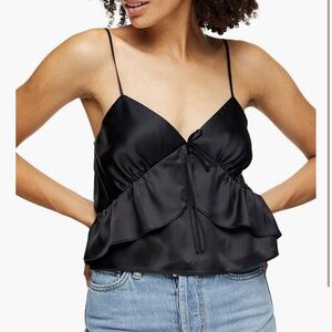 Topshop Black Satin Camisole size 8